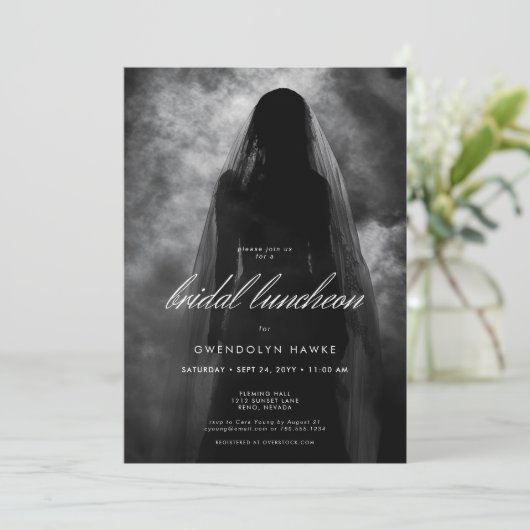 ムーディダーク幽霊花嫁インミストブライダルルンチョン 招待状 (スタンド正面)