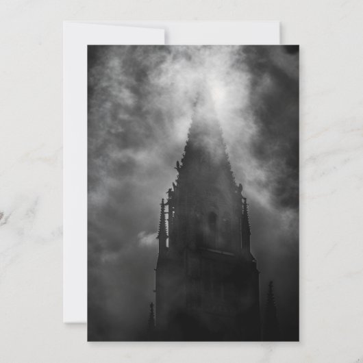 ムーディダーク幽霊花嫁インミストブライダルルンチョン 招待状 (裏面)