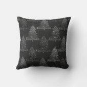 ムーディツリーパターン |オニキス銀色ブラッククリスマス クッション (裏面)
