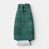 ムーディツリーパターン |ダークミッドナイトティール（緑がかった色）クリスマス ボトルクーラー (裏面)