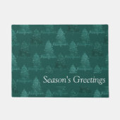 ムーディツリーパターン |上品なネイビーブルークリスマス ドアマット (正面)