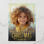 ムーディティール（緑がかった色）ボタニカルメリークリスマスフォト縁どー 箔シーズンカード (正面)