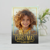 ムーディティール（緑がかった色）ボタニカルメリークリスマスフォト縁どー 箔シーズンカード (立ち正面)