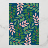 ムーディティール（緑がかった色）ボタニカルメリークリスマスフォト縁どー 箔シーズンカード (裏面)