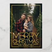 ムーディティール(緑がかった色)植物大メリークリスマス縁ど 箔シーズンカード (正面)