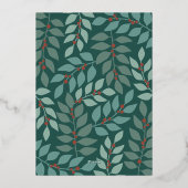 ムーディティール(緑がかった色)植物大メリークリスマス縁ど 箔シーズンカード (裏面)