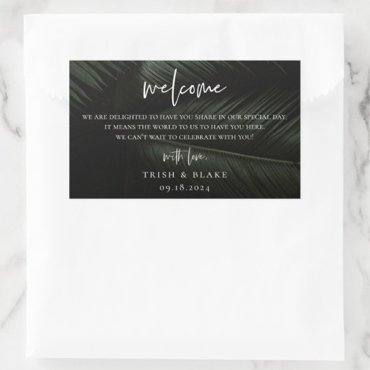 ムーディトロピッ結婚ツゲストウェルカムバッグ 長方形シール (バッグ)