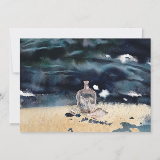 ムーディナイトアンダーザシー海ビーチ結婚式 招待状 (裏面)