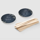 ムーディネイビーのミニマル緑の素朴な結婚式プログラム ハンドファン (組立なし)