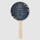 ムーディネイビーのミニマル緑の素朴な結婚式プログラム ハンドファン (裏面)