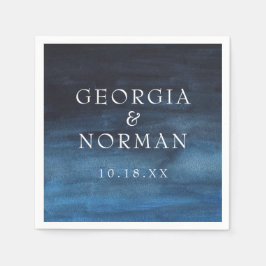 ムーディネイビーブルーウォーター結婚カラー スタンダードカクテルナプキン