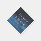 ムーディネイビーブルーウォーター結婚カラー スタンダードカクテルナプキン (角)