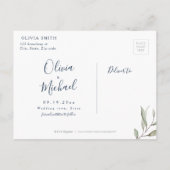 ムーディネイビーミニマルの緑は日付を除く 案内ポストカード (裏面)