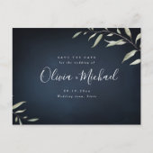 ムーディネイビーミニマルの緑は日付を除く 案内ポストカード (正面)