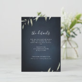 ムーディネイビーミニマルボタニカル結婚グリーン エンクロージャーカード (スタンド正面)
