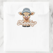 ムーディハイランド牛クラシックの丸ステッカー ラウンドシール (バッグ)