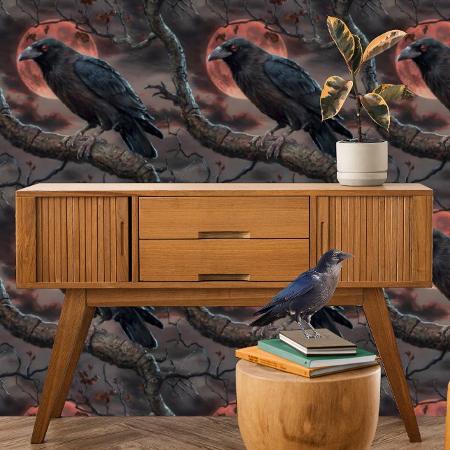 ムーディハロウィーンクロウブラッドレッドムーンピールアンドスティック 壁紙 (クリエイターアップロード済み)