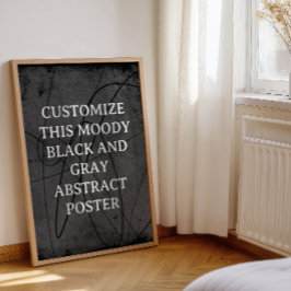 ムーディバックグラウンカスタムド記号ブラックグレー抽象芸術 ポスター