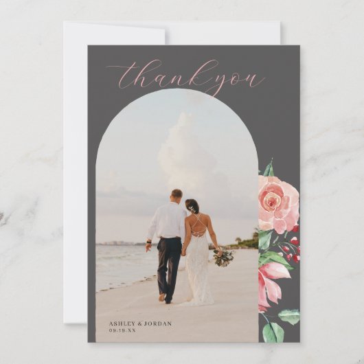 ムーディバラ |ロマンチックな春花模様結婚ズ サンキューカード (正面)