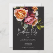 ムーディバーエレガントグンディ&ピンクフローラ誕生日 招待状 (正面)