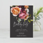 ムーディバーエレガントグンディ&ピンクフローラ誕生日 招待状 (スタンド正面)