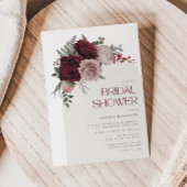 ムーディバーガンディフローラアーチブライダルシャワー 招待状