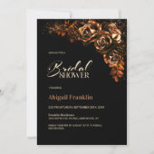 ムーディバーンドオレンジフローラブライダルシャワー 招待状 (正面)