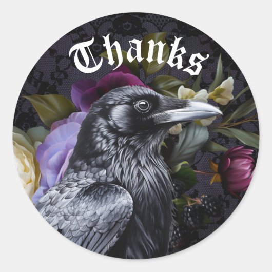 ムーディパーエレガントプル | フローラブーケとレイヴン ラウンドシール (正面)