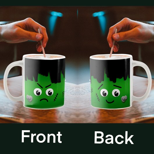 ムーディパーソナライズされたーハッピーサドフランケンシュタイン顔 コーヒーマグカップ