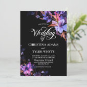 ムーディパープルウォーターフローラブラック結婚ズ 招待状 (スタンド正面)