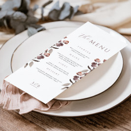 ムーディパープルバラ結婚のディナーメニューカード メニュー