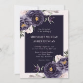 ムーディパープルバラ結婚フローラ 招待状 (正面)