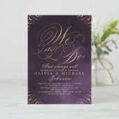 ムーディパープルバラ金ゴールド書道はまだ行う 招待状 (スタンド正面)