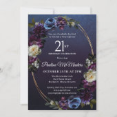 ムーディパープルフラワーズ21歳の誕生日パーティー 招待状 (正面)