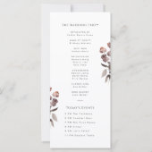 ムーディパープルフローラ庭園の結婚式プログラムカード (裏面)