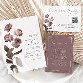 ムーディパープルフローラ秋ウィンターウェディング招待状 招待状