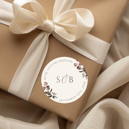 ムーディパープルフローラ結婚ラウンドのシールイニシャル ラウンドシール