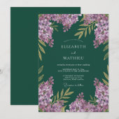 ムーディパープルライラックユーカリの結婚式 招待状 (正面/裏面)