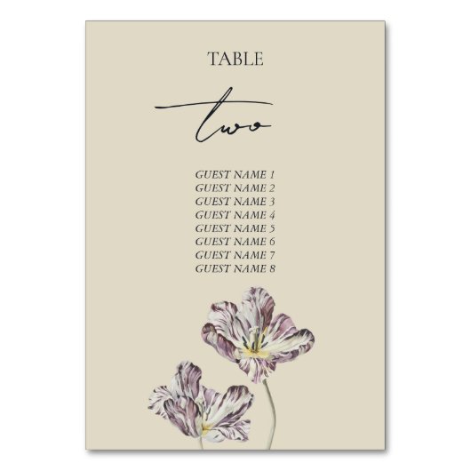 ムーディパープル結婚チューリップのテーブル番号 テーブルナンバー (正面)