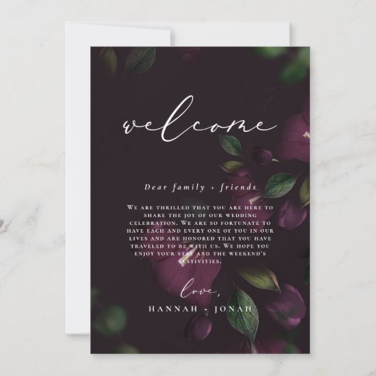 ムーディパープル結婚式 プログラムウェルカムカード 招待状 (正面)