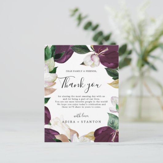 ムーディパープル開花ありがとう披露宴カード ポストカード (スタンド正面)