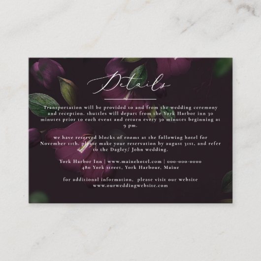 ムーディパープル開花グランジ結婚ズ エンクロージャーカード (正面)