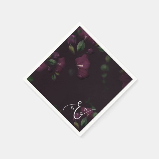 ムーディパープル開花グランジ結婚ズ スタンダードカクテルナプキン (角)