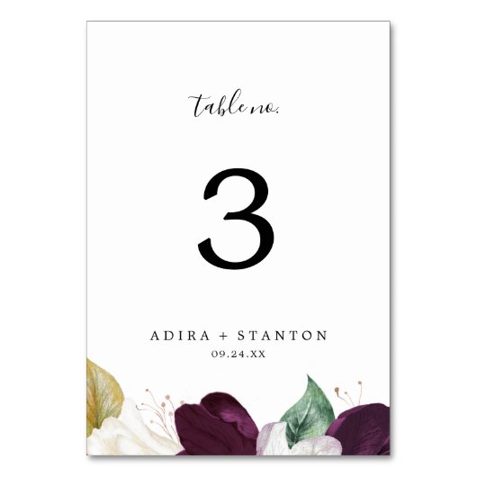 ムーディパープル開花テーブル番号 テーブルナンバー (正面)