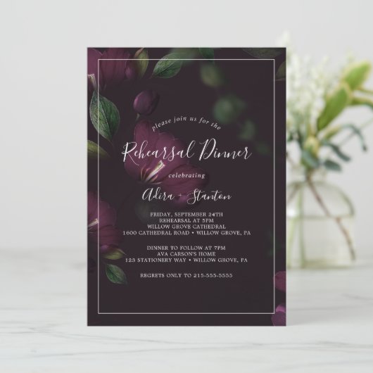 ムーディパープル開花パターンリハーサルディナー 招待状 (スタンド正面)