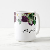 ムーディパープル開花書道ミセス結婚式の日 コーヒーマグカップ (正面右)