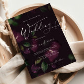 ムーディパープル開花書道結婚式招待状 招待状