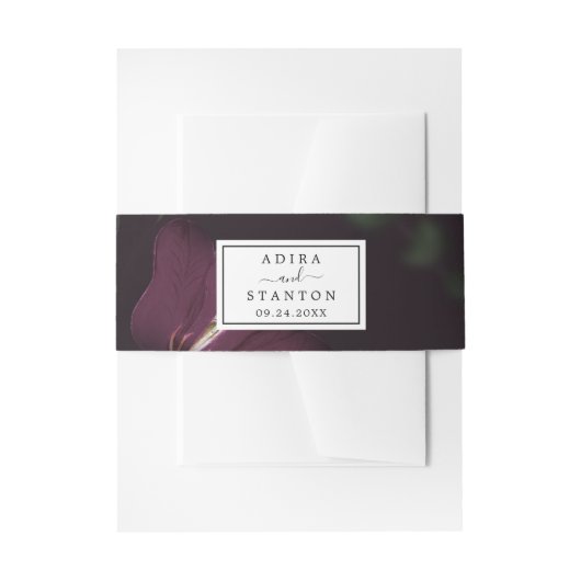 ムーディパープル開花結婚パターン 招待状ベリーバンド (正面例)