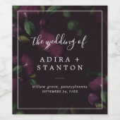 ムーディパープル開花 |ブラックパター結婚ン ワインラベル (シングルラベル)