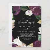 ムーディパープル開花 |ブラック結婚・ザ・オブ 招待状 (正面)